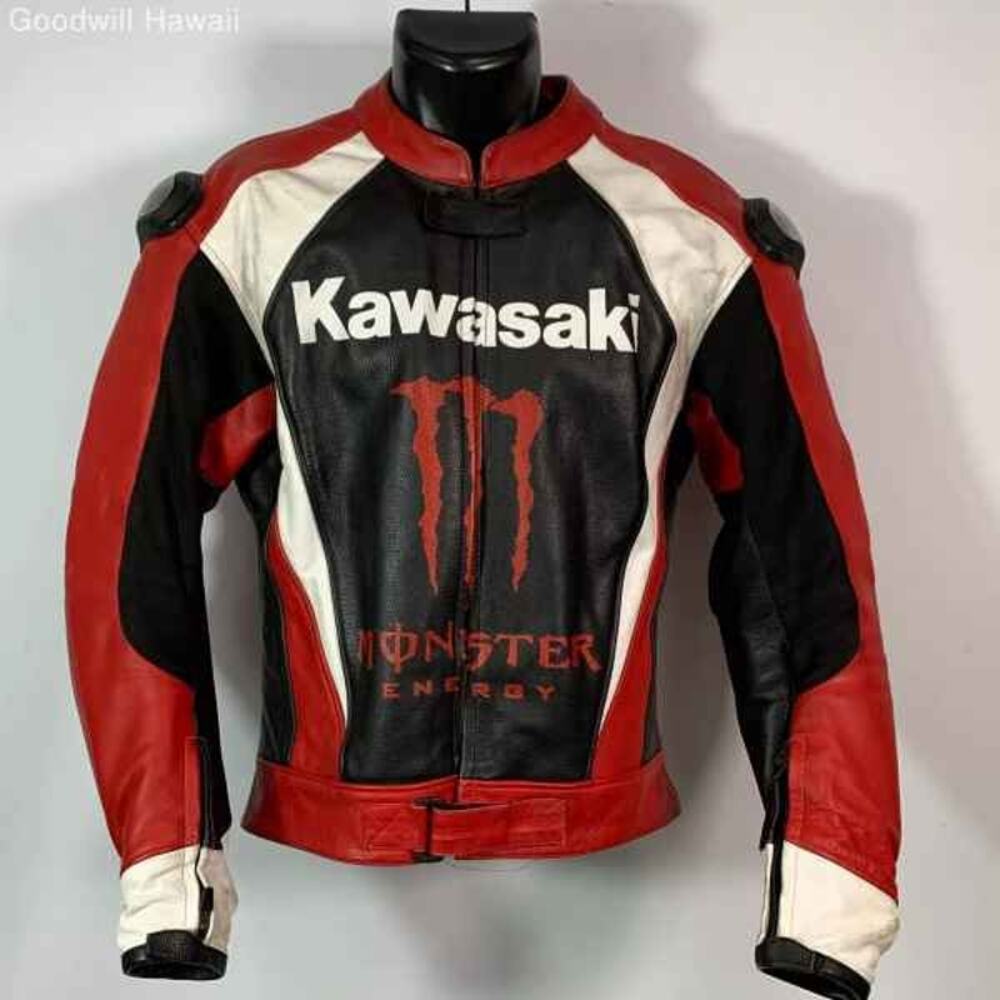 KAWASAKI MONSTER MOTORBIKE RACING LEATHER JACKET